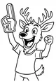 Free Deer Coloring Page - Cheery Mascot with Foam Finger (Printable PDF)