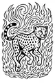 Free Cheetah Coloring Page - Spotted Cheetah in Swirling Jungle Wind (Printable PDF)