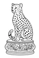 Free Cheetah Coloring Page - Regal Cat On Flowery Pedestal (Printable PDF)