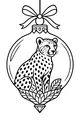 Free Cheetah Coloring Page - Spotted Cheetah in Holiday Ornament (Printable PDF)