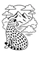Free Cheetah Coloring Page - Spotted Cat in Mountain Clouds (Printable PDF)