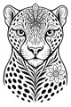 Free Cheetah Coloring Page - Stylized Floral Cheetah Head (Printable PDF)
