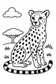 Free Cheetah Coloring Page - Spotted Cheetah on Sunny Grass (Printable PDF)