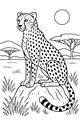 Free Cheetah Coloring Page - Spotted Big Cat in African Savannah (Printable PDF)
