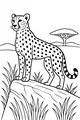 Free Cheetah Coloring Page - Spotted Cat on Sunny Savanna Rock (Printable PDF)