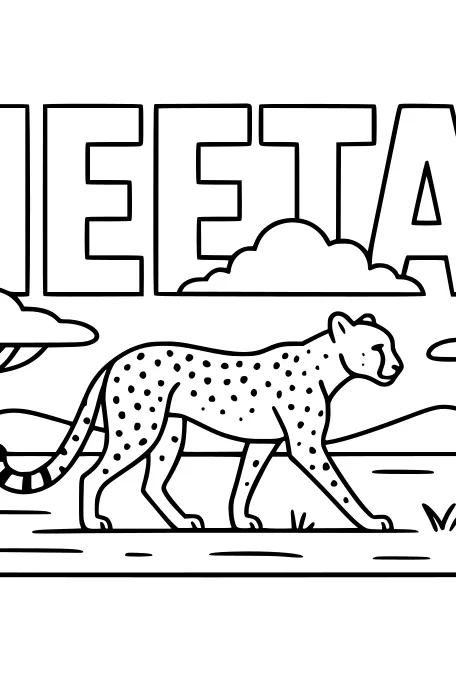 Free Cheetah Coloring Page - Walking in the African Savanna (Printable PDF)