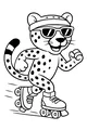 Free Cheetah Coloring Page - Cool Roller Skating Cheetah (Printable PDF)