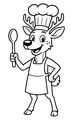 Free Deer Coloring Page - Chef Deer With Wooden Spoon (Printable PDF)