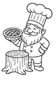 Free Gnome Chef Coloring Page - Baking Fresh Pie in the Forest (Printable PDF)