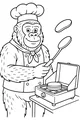 Free Gorilla Coloring Page - Chef Flipping Pancakes (Printable PDF)