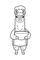 Free Llama Coloring Page - Chef Llama Baking in the Kitchen (Printable PDF)