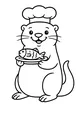 Free Otter Coloring Page - Chef Otter With Fishy Feast (Printable PDF)