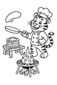 Free Tiger Coloring Page - Campfire Pancake Chef Scene (Printable PDF)