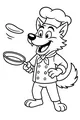 Free Wolf Chef Coloring Page - Flipping Pancakes In The Kitchen (Printable PDF)