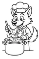 Free Wolf Chef Coloring Page - Stirring a Steaming Soup Pot (Printable PDF)