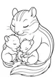Free Chipmunk Coloring Page - Mother Cuddling Sleeping Babies (Printable PDF)