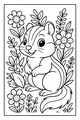 Free Chipmunk Coloring Page - Sunny Garden With Wildflowers (Printable PDF)
