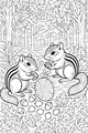 Free Chipmunk Coloring Page - Forest Picnic on a Log (Printable PDF)