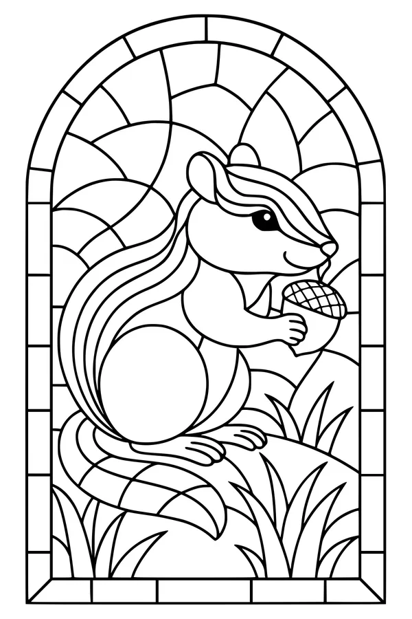 Free Chipmunk Coloring Page - Sammy with Acorn on Sunny Hill (Printable PDF)