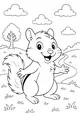 Free Chipmunk Coloring Page - Happy Cartoon in Sunny Field (Printable PDF)
