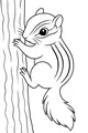 Free Chipmunk Coloring Page - Bright-Eyed Climber on Tree Trunk (Printable PDF)