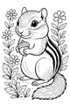 Free Chipmunk Coloring Page - Smiling Chipmunk With Giant Acorn (Printable PDF)