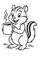 Free Chipmunk Coloring Page - Cute Morning Mug Scene (Printable PDF)