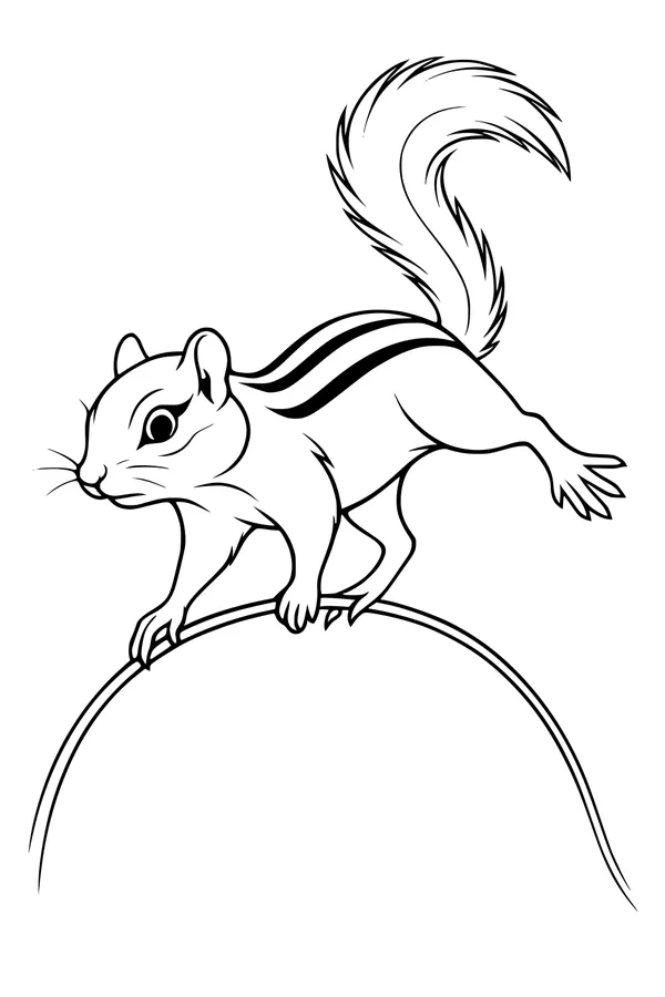 Free Chipmunk Coloring Page - Stripey Forest Friend (Printable PDF)