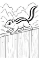 Free Chipmunk Coloring Page - Cute Chipmunk on Backyard Fence (Printable PDF)