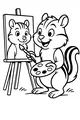 Free Chipmunk Coloring Page - Cute Artist Painting Self-Portrait (Printable PDF)