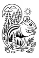 Free Chipmunk Coloring Page - Sunny Forest Picnic Scene (Printable PDF)