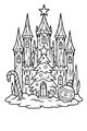Free Christmas Castle Coloring Page - Star-Topped Tree and Snowy Spires (Printable PDF)