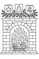 Free Christmas Fireplace Coloring Page - Cozy Fireside With Garland and Holiday Cards (Printable PDF)