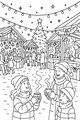 Free Christmas Market Coloring Page - Cozy Family Night With Hot Cocoa (Printable PDF)