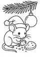 Free Christmas Mouse Coloring Page - Santa Hat And Cookie Under Ornament (Printable PDF)
