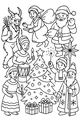 Free Christmas Tree Coloring Page - Santa, Angel, Krampus and Gifts (Printable PDF)