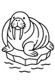 Free Walrus Coloring Page - Big Walrus on Floating Ice (Printable PDF)
