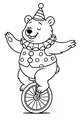 Free Bear Coloring Page - Circus Clown on a Unicycle (Printable PDF)