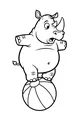 Free Rhinoceros Coloring Page - Funny Circus Balancing Act (Printable PDF)