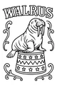 Free Walrus Coloring Page - Circus Pedestal Parade Scene (Printable PDF)