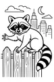 Free Raccoon Coloring Page - Midnight City Fence Wave (Printable PDF)