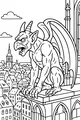 Free Gargoyle Coloring Page - Guardian Over Cathedral Rooftops (Printable PDF)