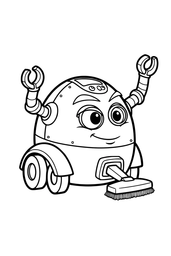 Free Robot Vacuum Coloring Page - Cute Cartoon Cleaning Bot (Printable PDF)