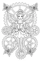 Free Fairy Coloring Page - Steampunk Clockwork Wings With Butterflies (Printable PDF)