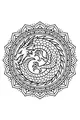 Free Dragon Coloring Page - Coiled Mandala Circle Design (Printable PDF)