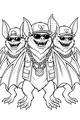 Free Bat Coloring Page - Cool Cartoon Bats With Sunglasses (Printable PDF)