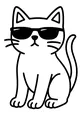 Free Cat Coloring Page - Cool Cartoon Kitty With Sunglasses (Printable PDF)
