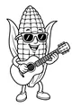 Free Corn Cob Coloring Page - Cool Harvest Guitar Jam (Printable PDF)