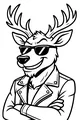Free Deer Coloring Page - Cool Cartoon Buck With Sunglasses (Printable PDF)