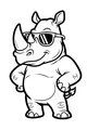 Free Rhino Coloring Page - Cool Cartoon Rhino With Sunglasses (Printable PDF)